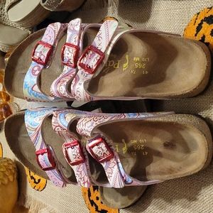 Birkenstock PAPILLIO, W10, Pink Paisley leather 3 strap